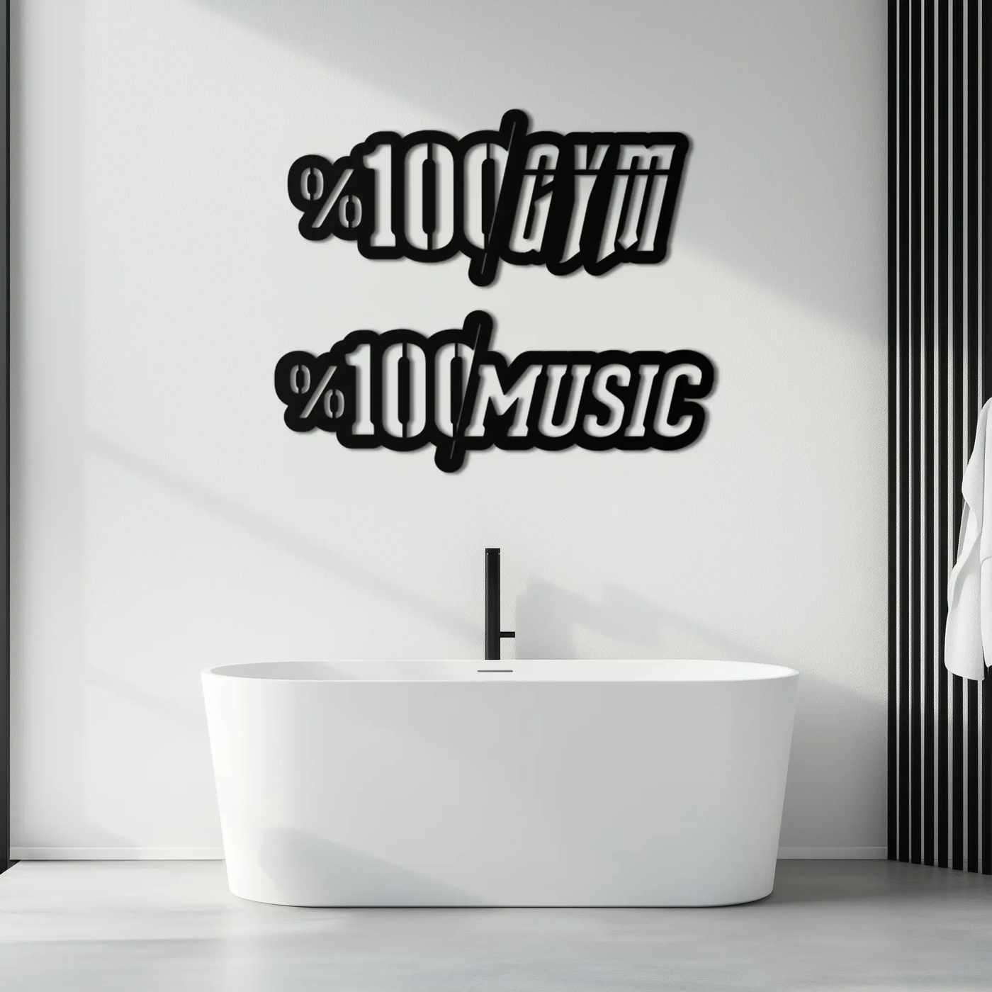 %100 Gym & Music Metal Wall Art - Fitness & Music Enthusiast Decor - KAF091 by Enova Art
