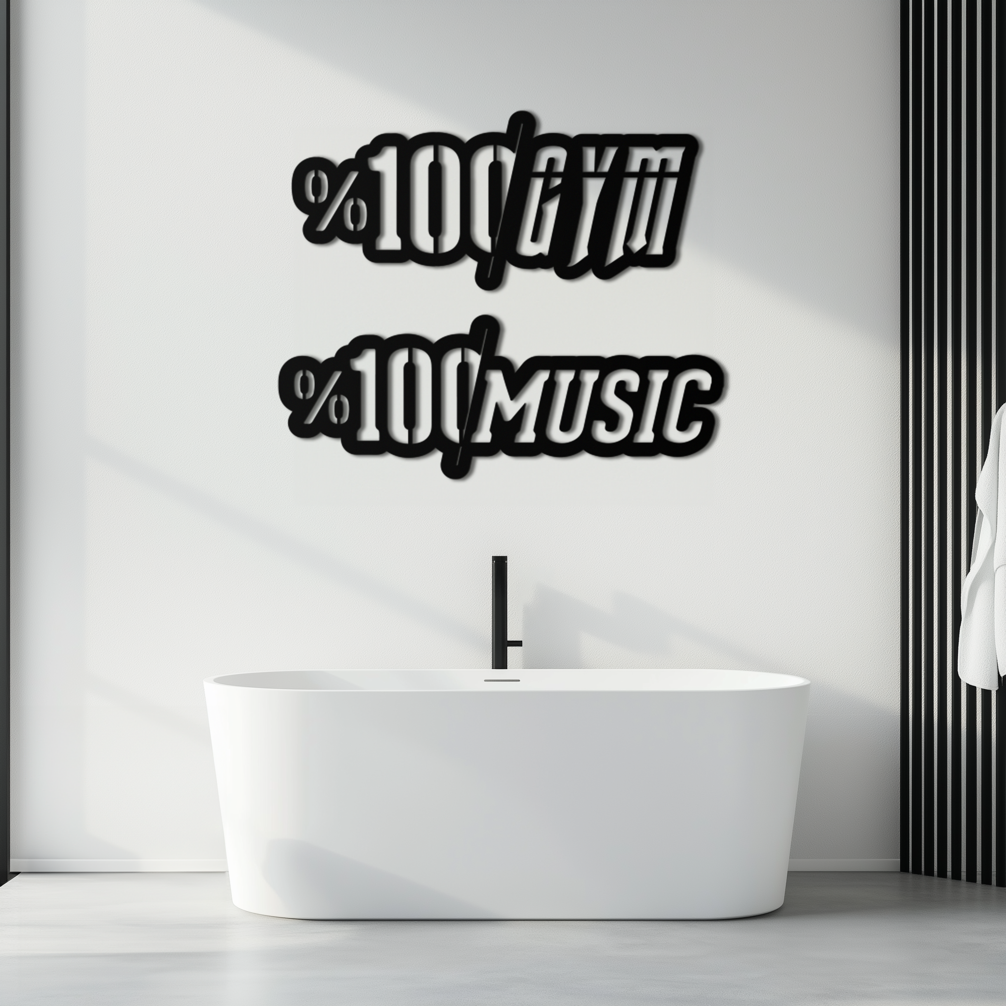 %100 Gym & Music Metal Wall Art - Fitness & Music Enthusiast Decor - KAF091 by Enova Art