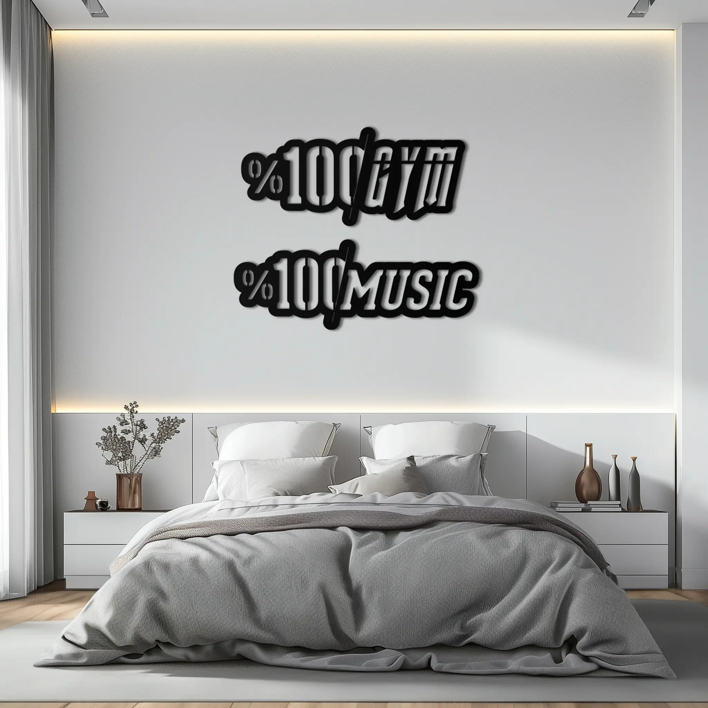 %100 Gym & Music Metal Wall Art - Fitness & Music Enthusiast Decor - KAF091 by Enova Art