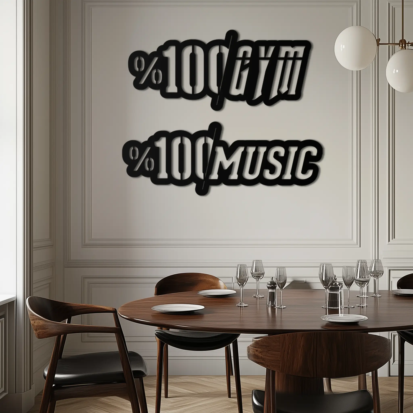 %100 Gym & Music Metal Wall Art - Fitness & Music Enthusiast Decor - KAF091 by Enova Art