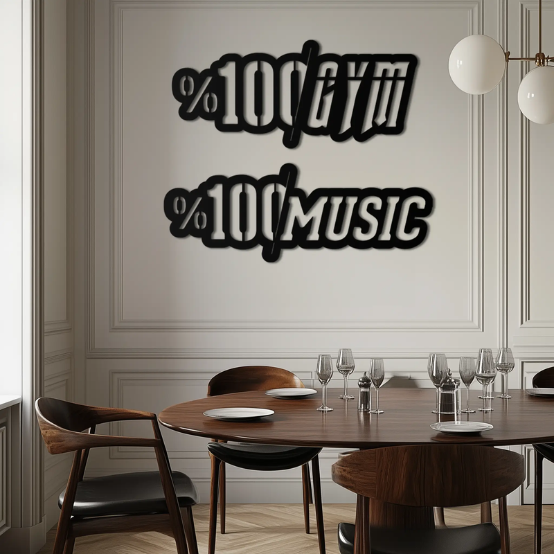 %100 Gym & Music Metal Wall Art - Fitness & Music Enthusiast Decor - KAF091 by Enova Art