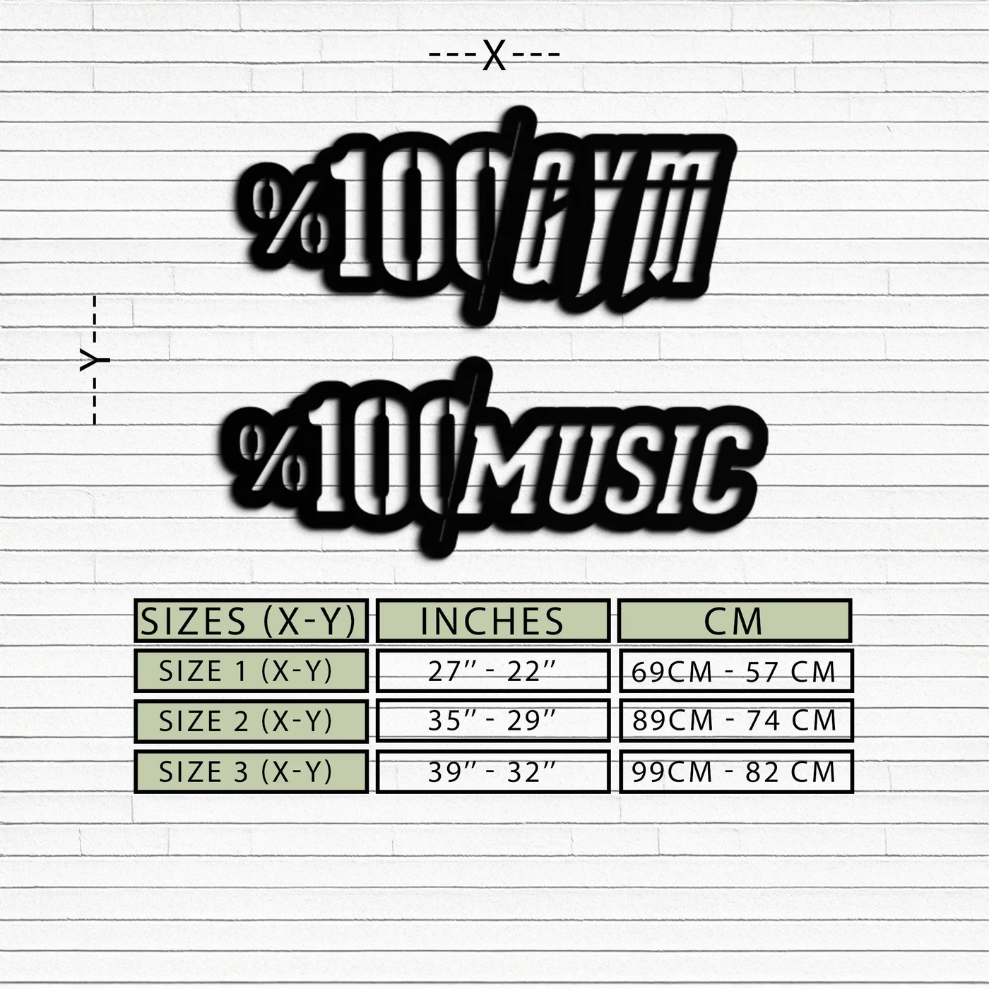 %100 Gym & Music Metal Wall Art - Fitness & Music Enthusiast Decor - KAF091 by Enova Art