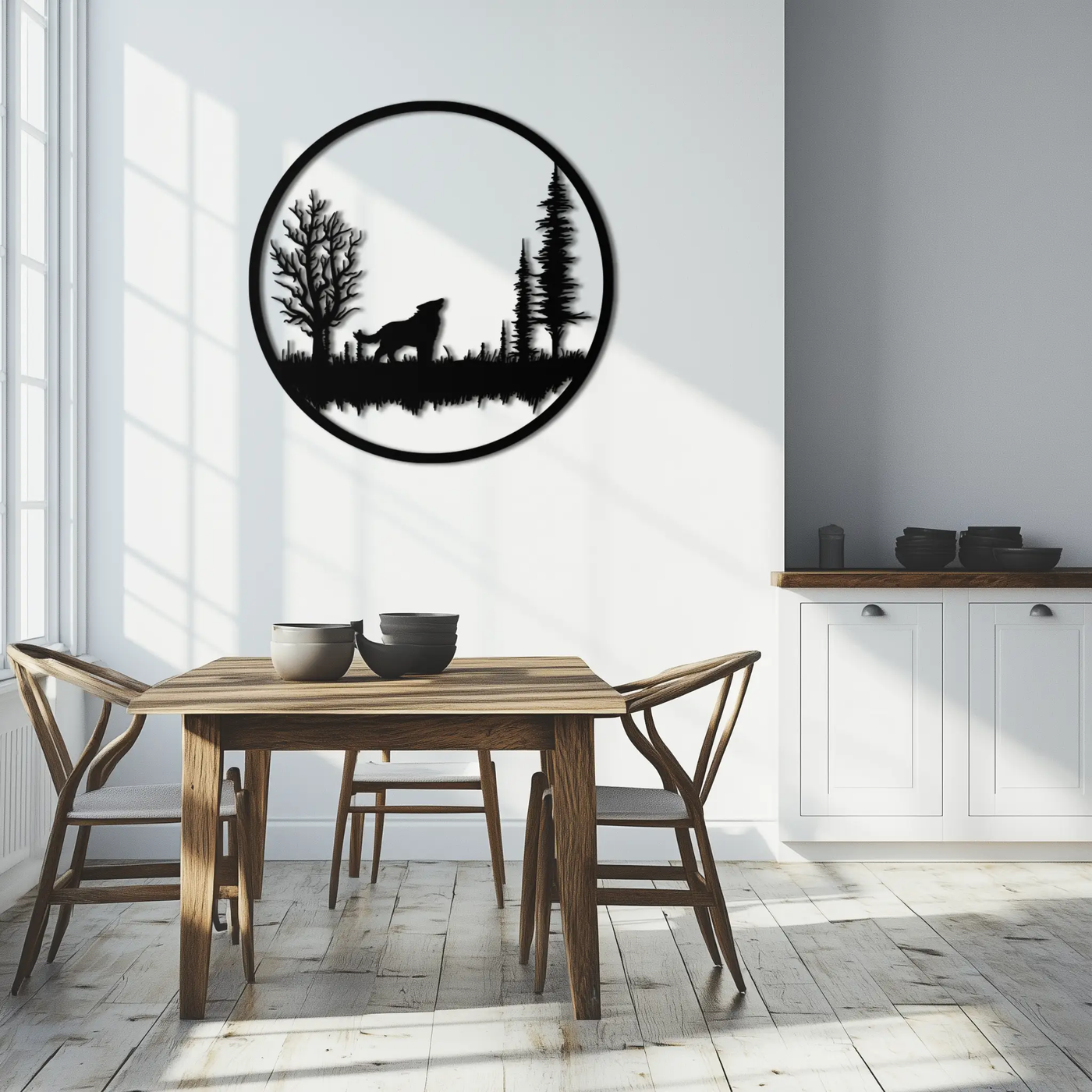 Howling Wolf Metal Wall Art - Rustic Nature-Inspired Steel Decor - KAF092 by Enova Art