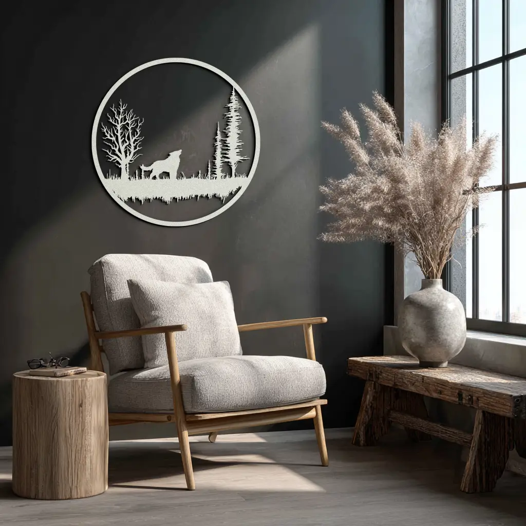 Howling Wolf Metal Wall Art - Rustic Nature-Inspired Steel Decor - KAF092 by Enova Art