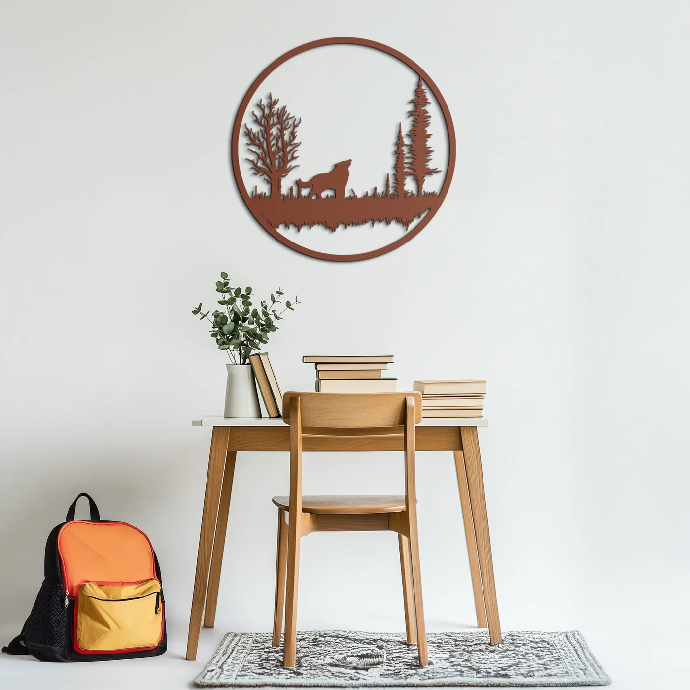 Howling Wolf Metal Wall Art - Rustic Nature-Inspired Steel Decor - KAF092 by Enova Art