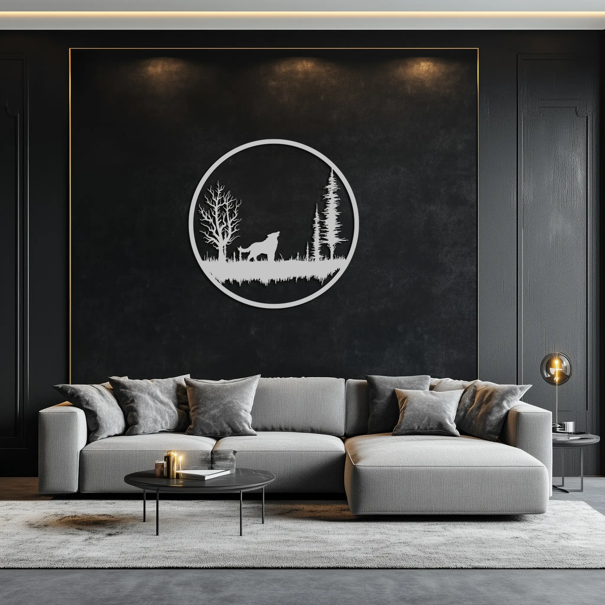Howling Wolf Metal Wall Art - Rustic Nature-Inspired Steel Decor - KAF092 by Enova Art