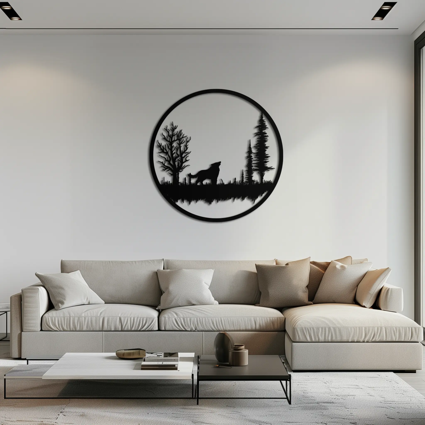Howling Wolf Metal Wall Art - Rustic Nature-Inspired Steel Decor - KAF092 by Enova Art