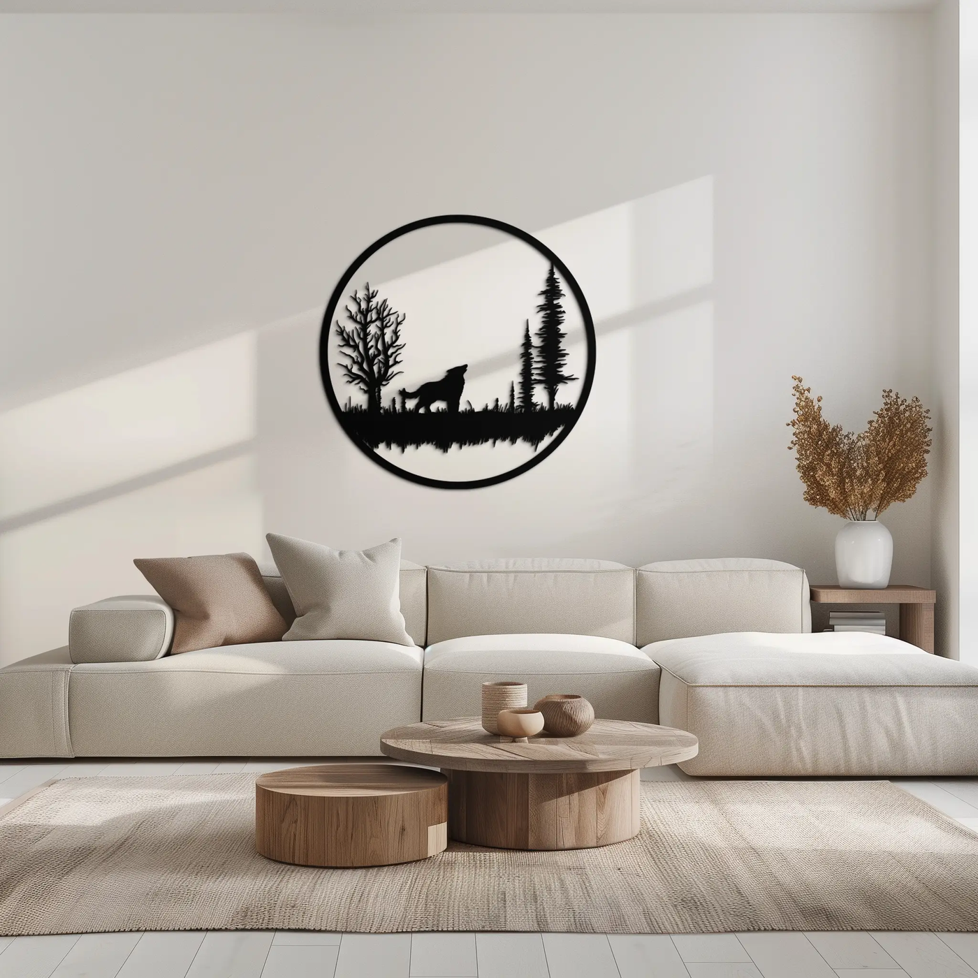 Howling Wolf Metal Wall Art - Rustic Nature-Inspired Steel Decor - KAF092 by Enova Art