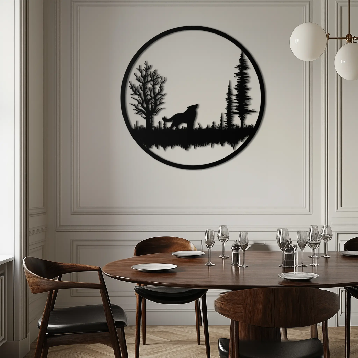 Howling Wolf Metal Wall Art - Rustic Nature-Inspired Steel Decor - KAF092 by Enova Art