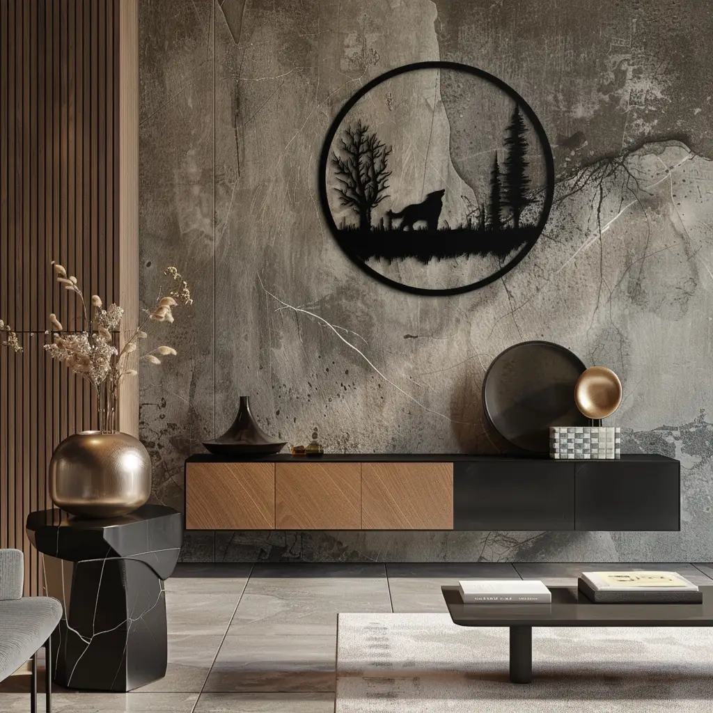 Howling Wolf Metal Wall Art - Rustic Nature-Inspired Steel Decor - KAF092 by Enova Art