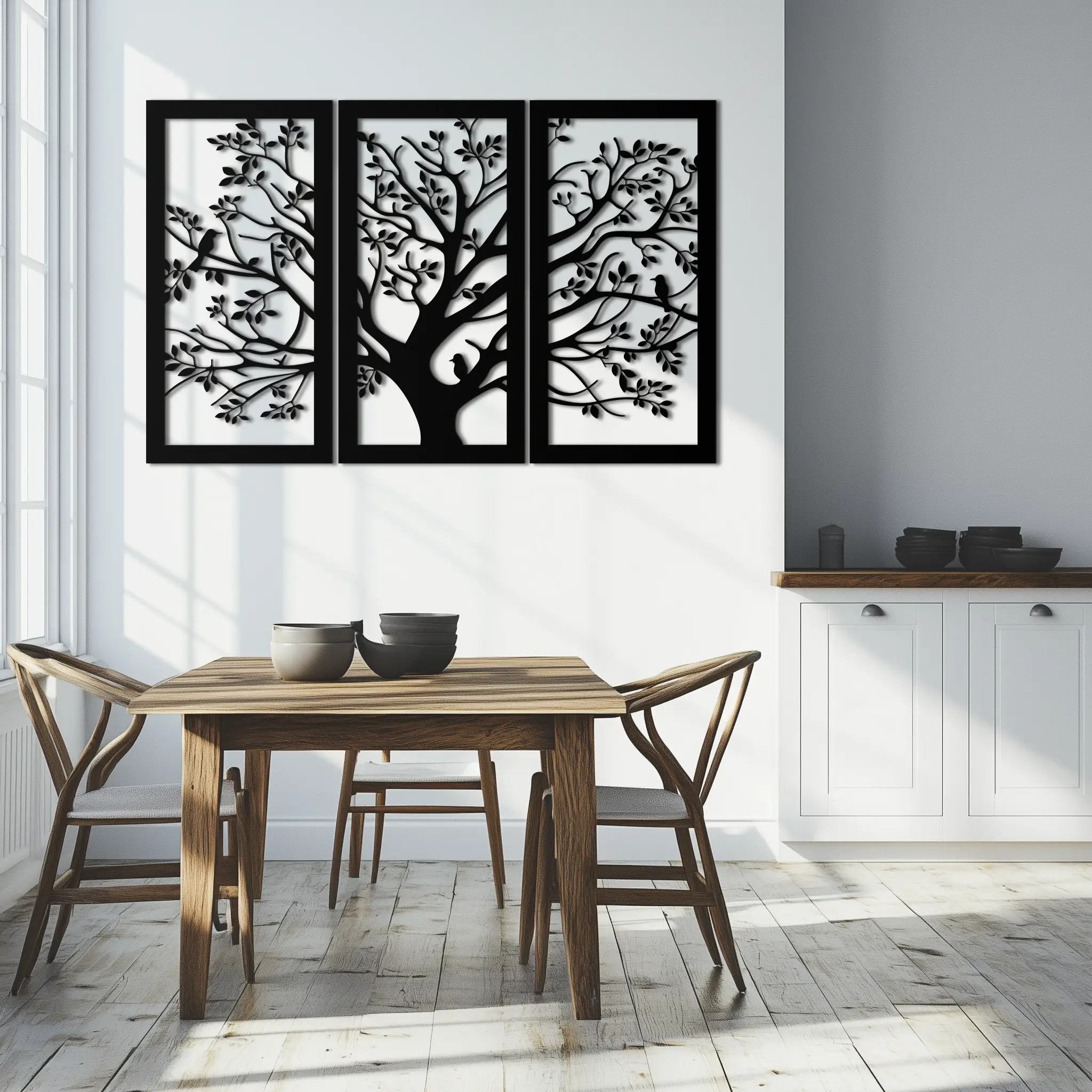 Tree of Life Metal Wall Art - 3-Piece Nature-Inspired Steel Decor - KAF093 by Enova Art