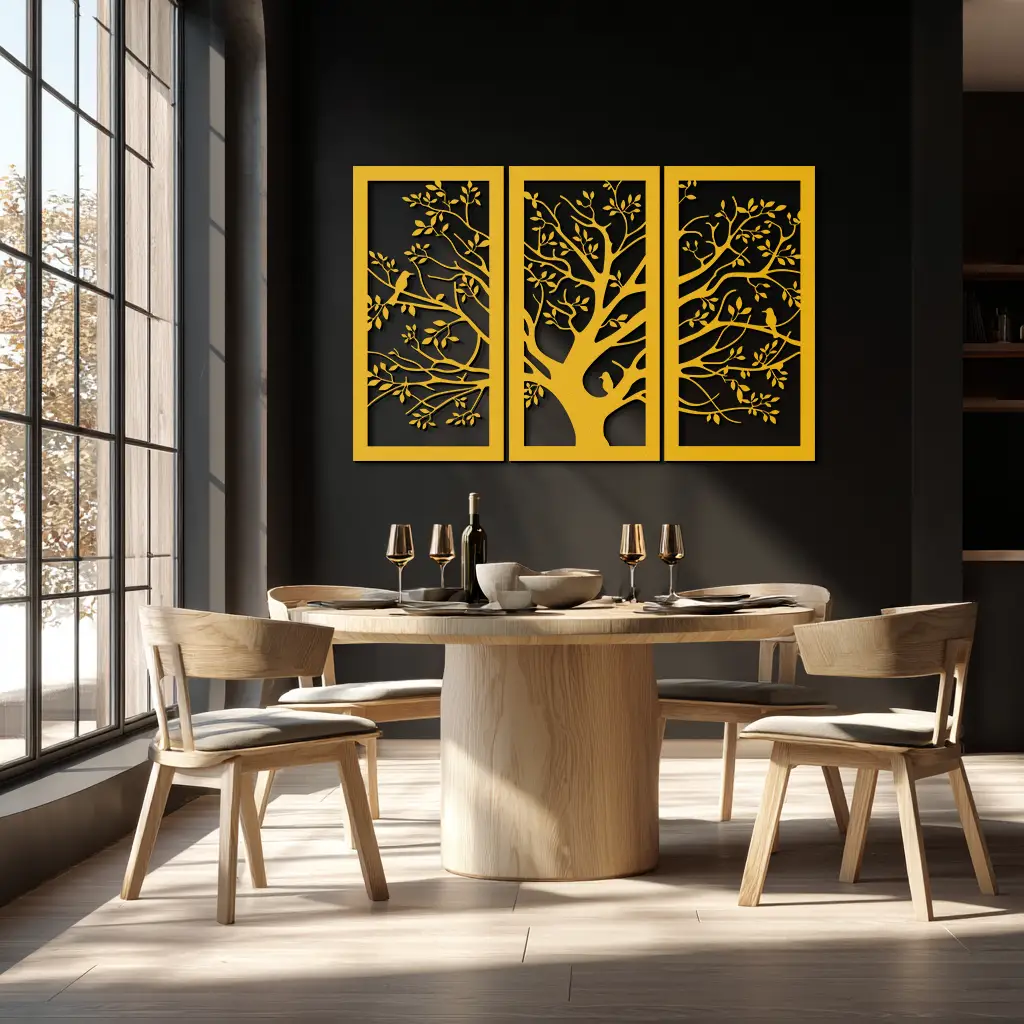 Tree of Life Metal Wall Art - 3-Piece Nature-Inspired Steel Decor - KAF093 by Enova Art
