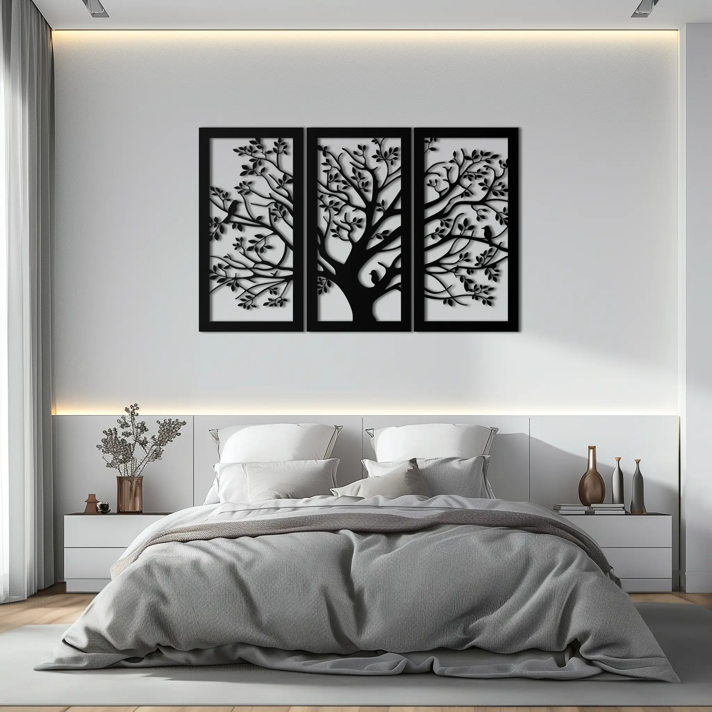 Tree of Life Metal Wall Art - 3-Piece Nature-Inspired Steel Decor - KAF093 by Enova Art