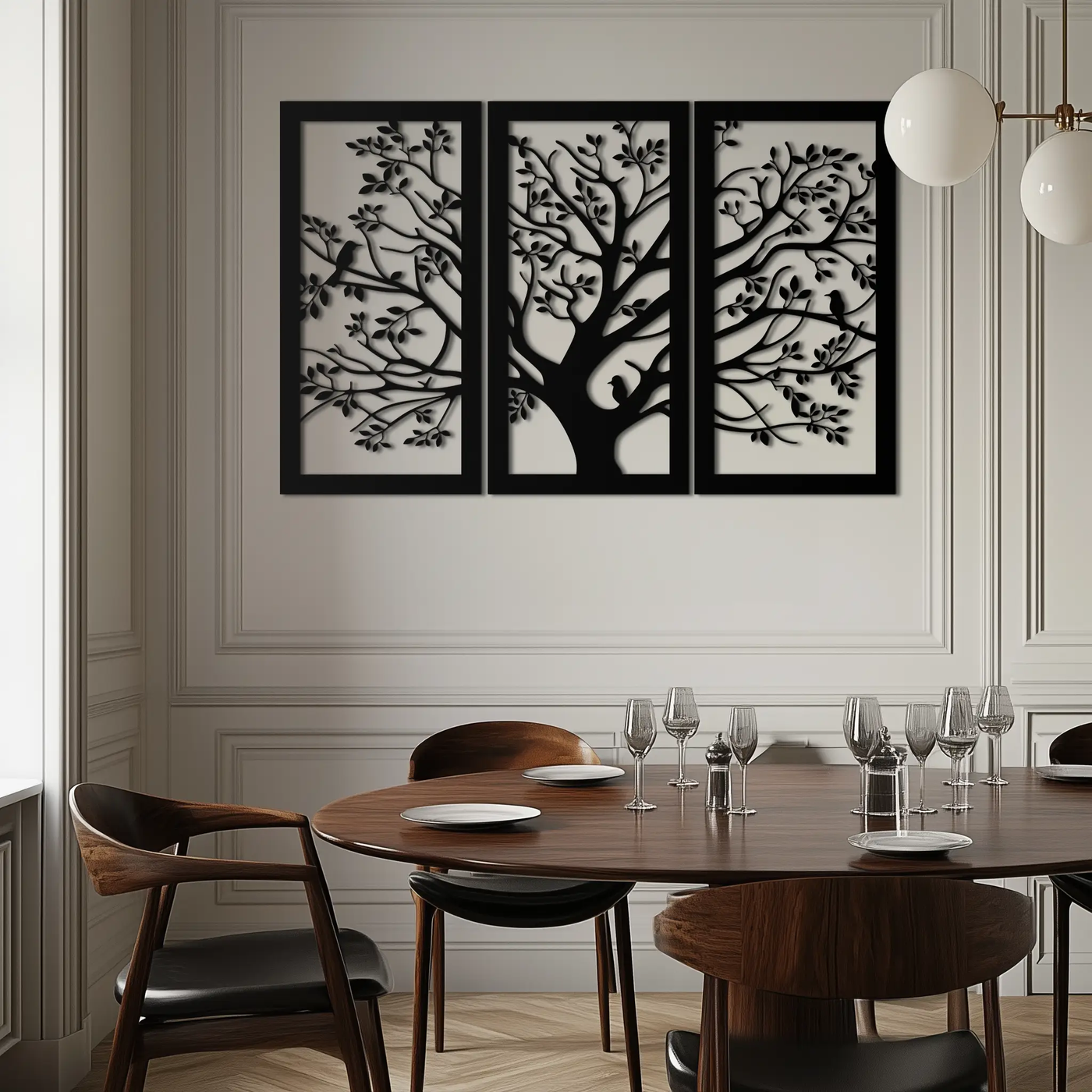 Tree of Life Metal Wall Art - 3-Piece Nature-Inspired Steel Decor - KAF093 by Enova Art