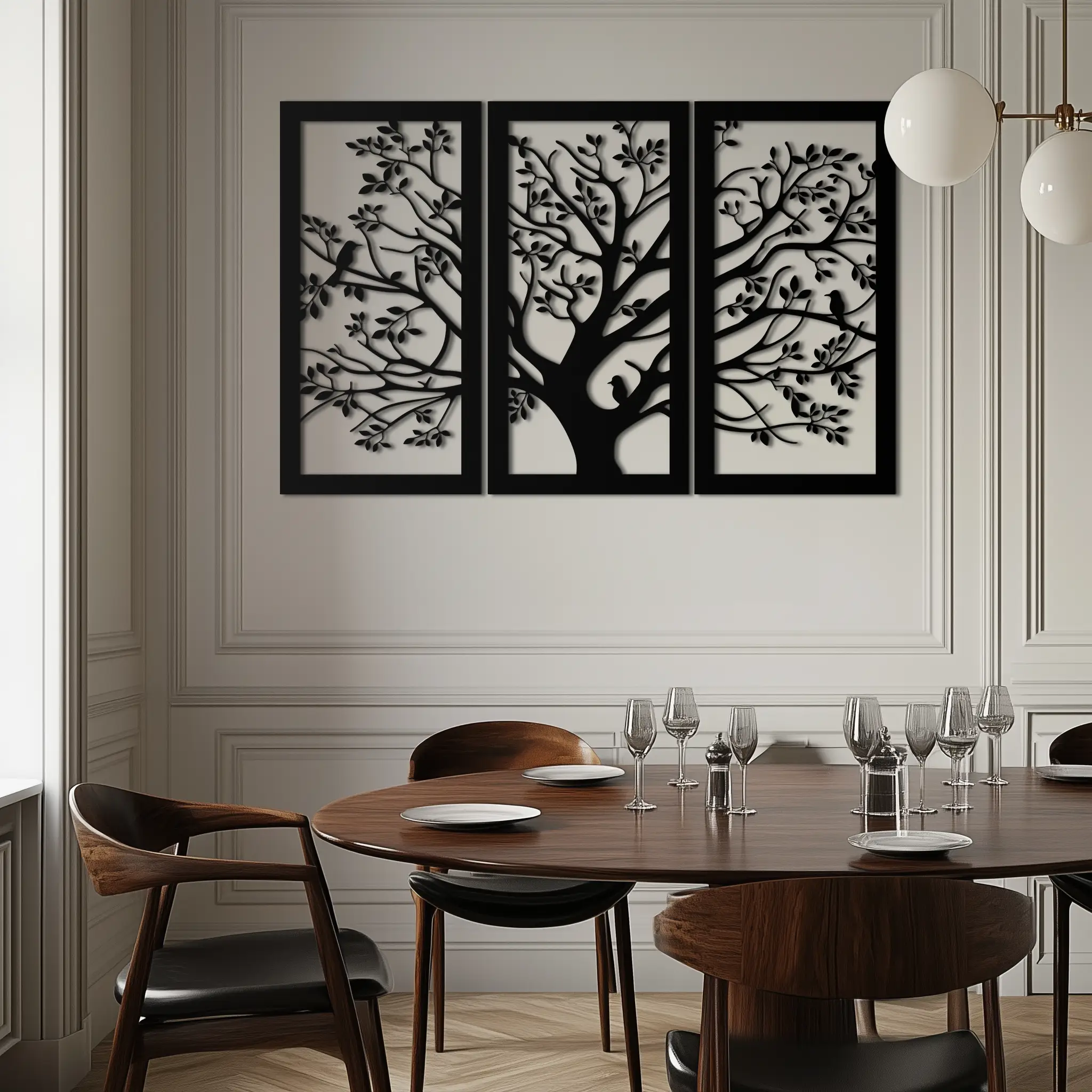 Tree of Life Metal Wall Art - 3-Piece Nature-Inspired Steel Decor - KAF093 by Enova Art