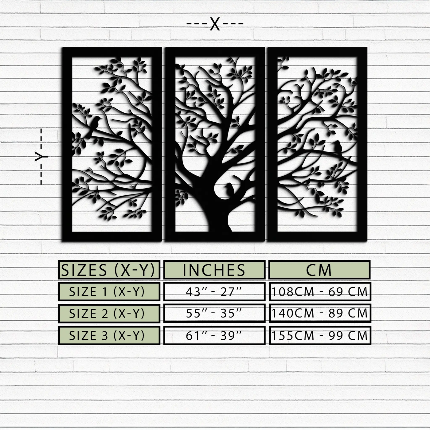 Tree of Life Metal Wall Art - 3-Piece Nature-Inspired Steel Decor - KAF093 by Enova Art