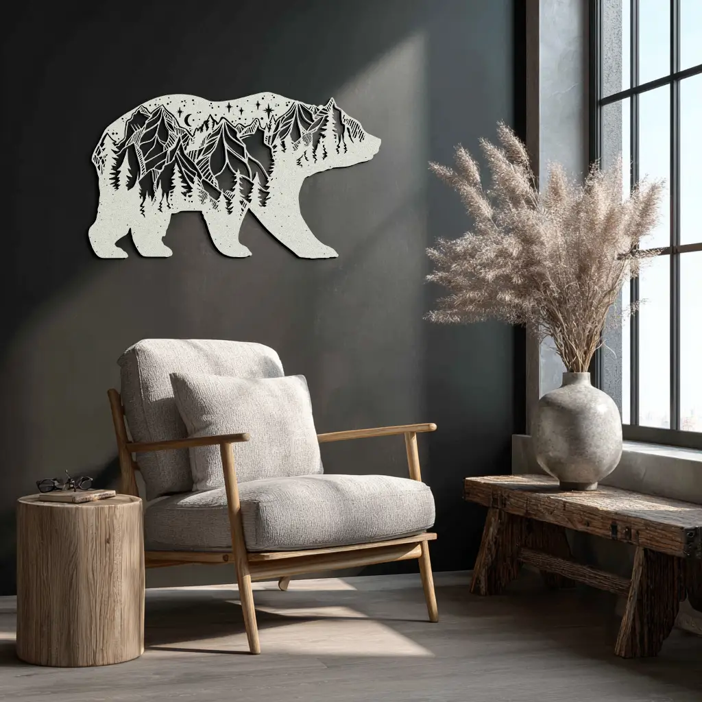 Mountain Bear Metal Wall Art - Nature-Inspired Wildlife Decor - KAF094 by Enova Art