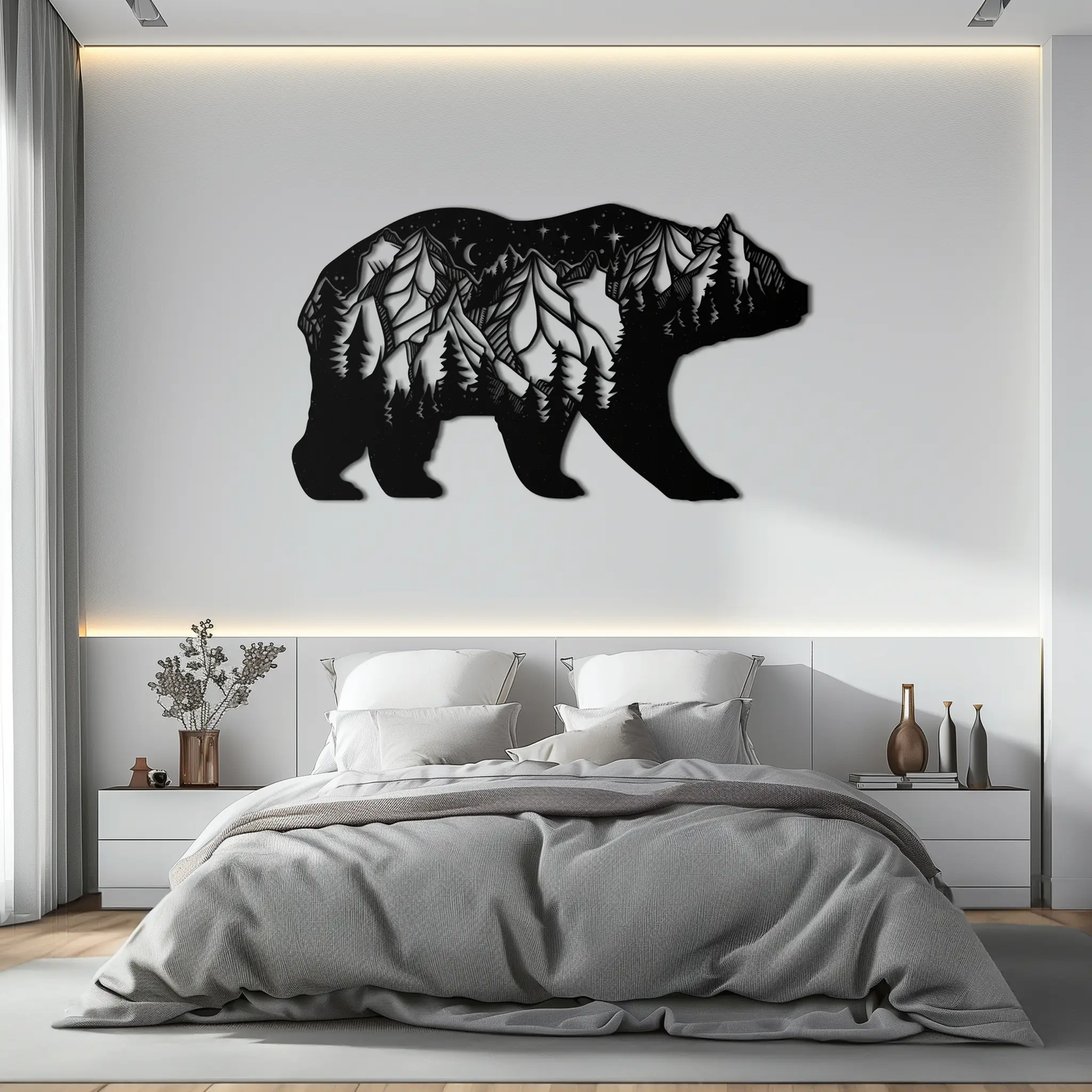 Mountain Bear Metal Wall Art - Nature-Inspired Wildlife Decor - KAF094 by Enova Art