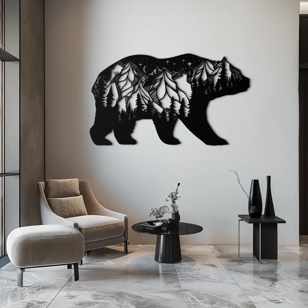Mountain Bear Metal Wall Art - Nature-Inspired Wildlife Decor - KAF094 by Enova Art