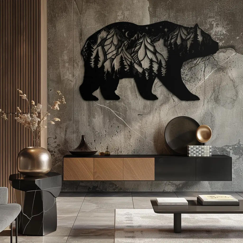 Mountain Bear Metal Wall Art - Nature-Inspired Wildlife Decor - KAF094 by Enova Art