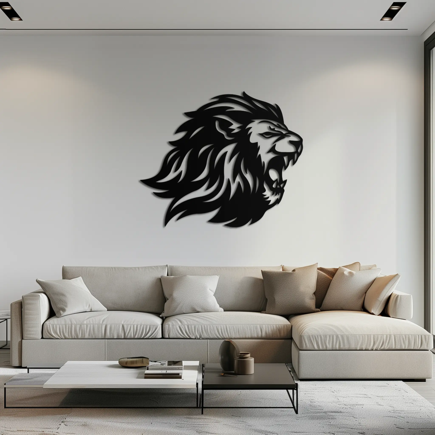 Roaring Lion Metal Wall Art - Fierce Jungle King Steel Decor - KAF095 by Enova Art