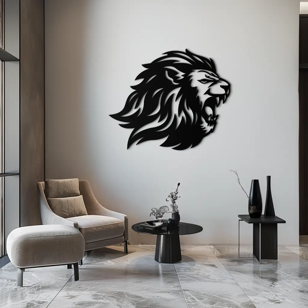 Roaring Lion Metal Wall Art - Fierce Jungle King Steel Decor - KAF095 by Enova Art