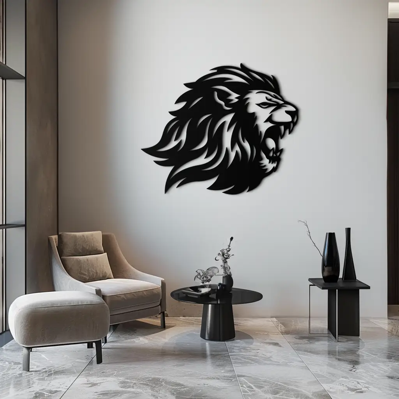 Roaring Lion Metal Wall Art - Fierce Jungle King Steel Decor - KAF095 by Enova Art