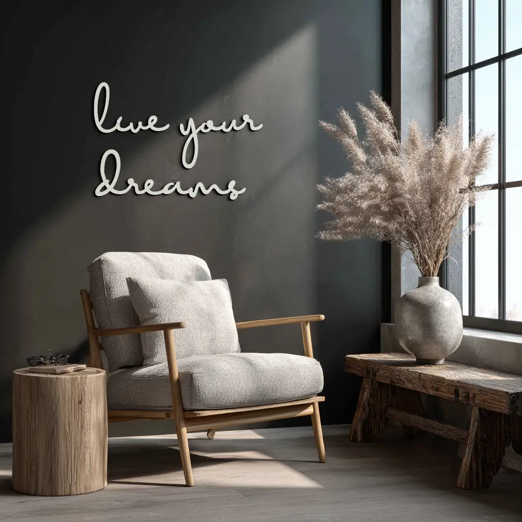 Live Your Dreams Metal Wall Art - Inspirational Script Wall Decor - KAF096 by Enova Art