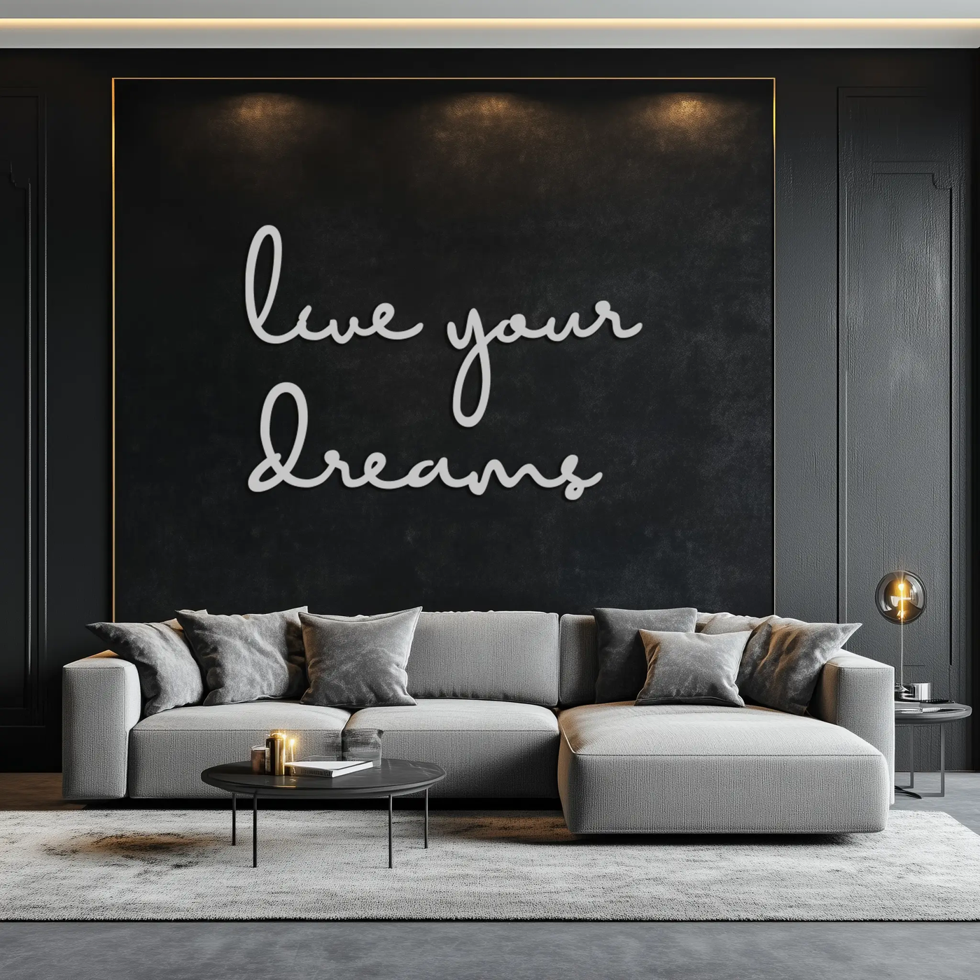 Live Your Dreams Metal Wall Art - Inspirational Script Wall Decor - KAF096 by Enova Art
