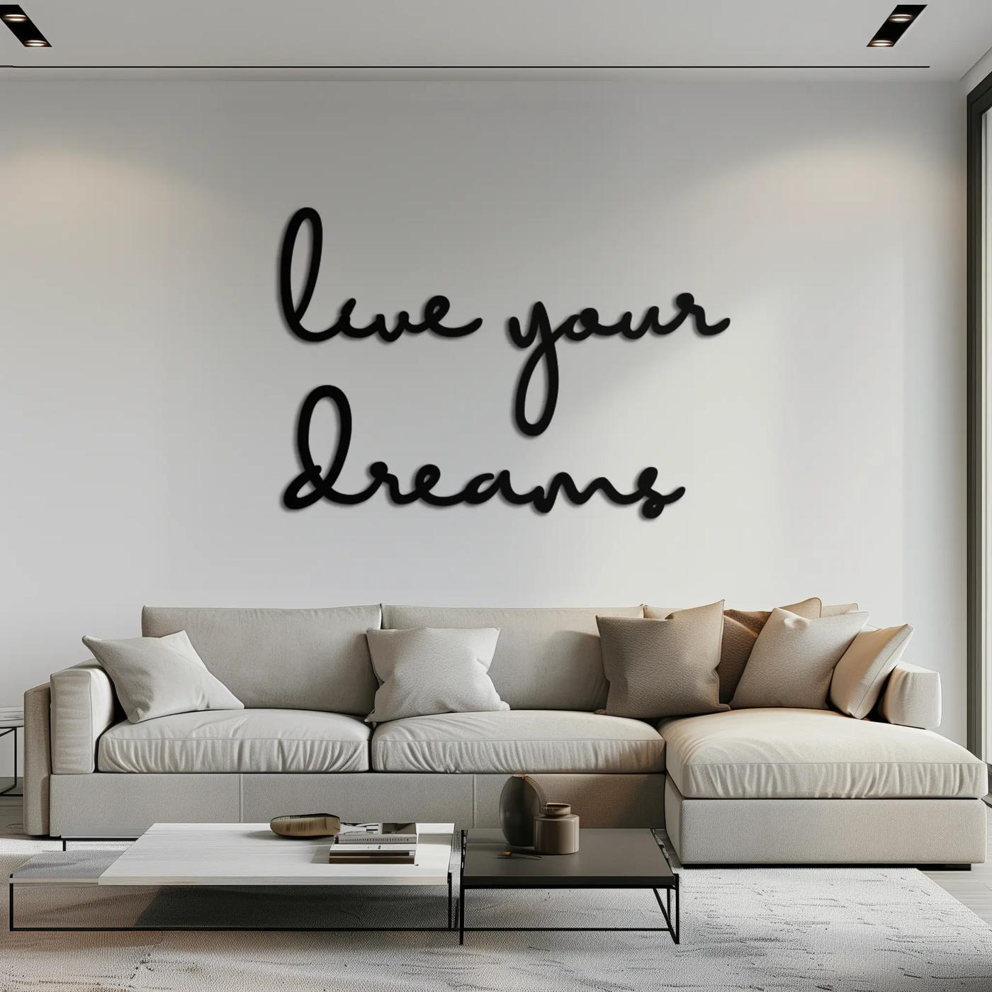Live Your Dreams Metal Wall Art - Inspirational Script Wall Decor - KAF096 by Enova Art