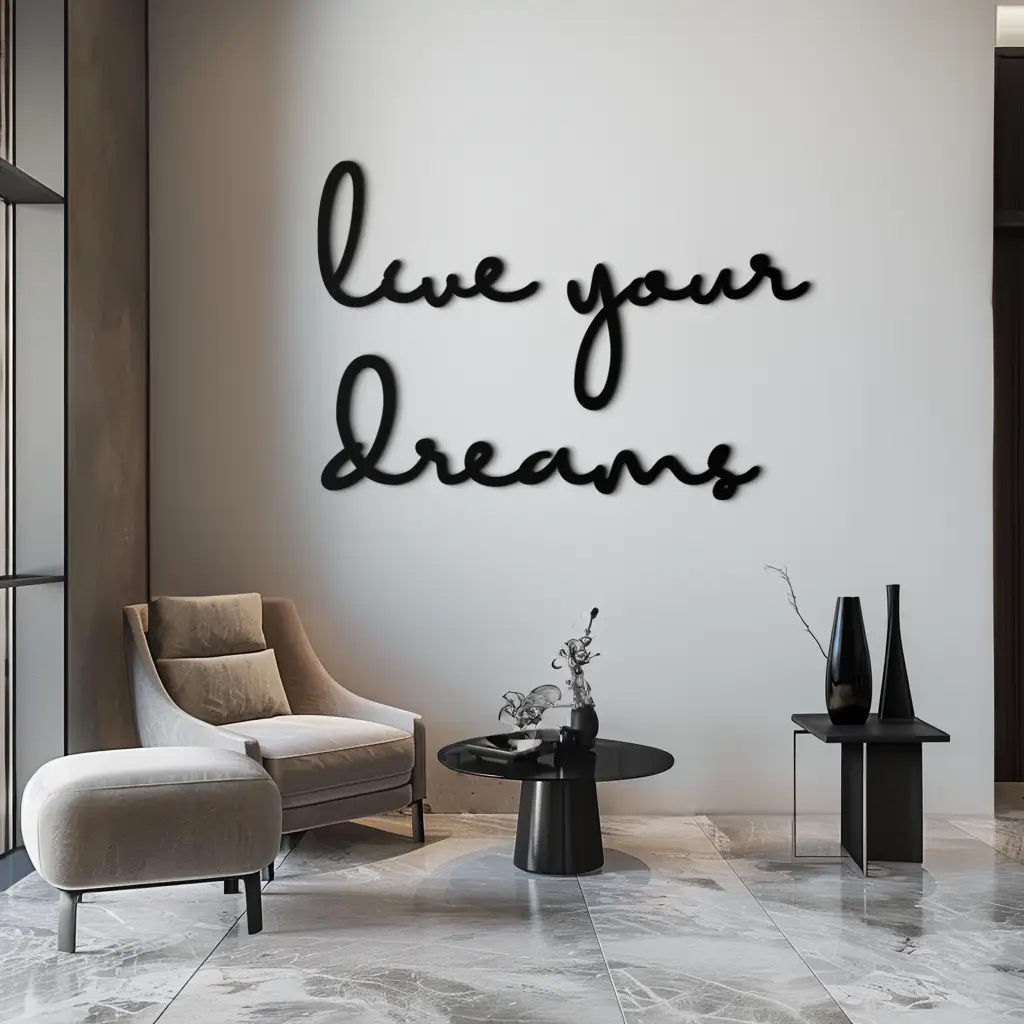 Live Your Dreams Metal Wall Art - Inspirational Script Wall Decor - KAF096 by Enova Art