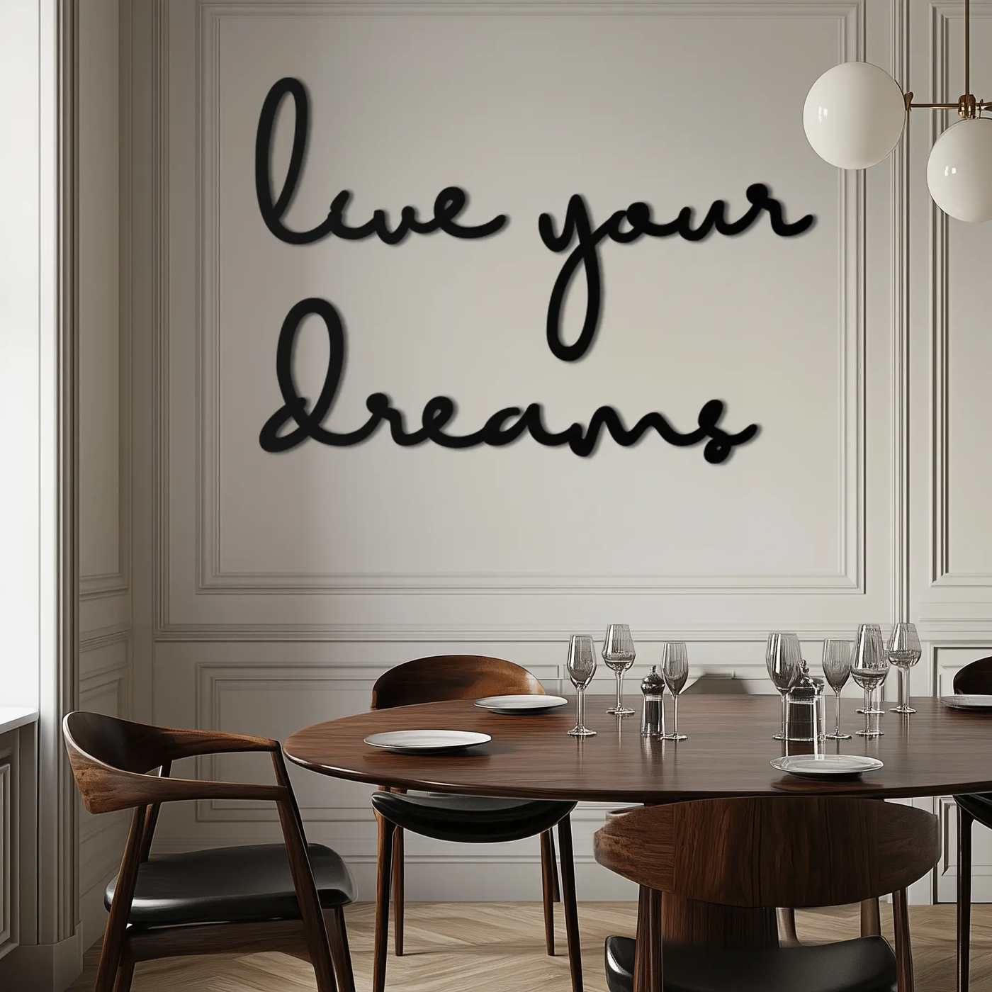 Live Your Dreams Metal Wall Art - Inspirational Script Wall Decor - KAF096 by Enova Art