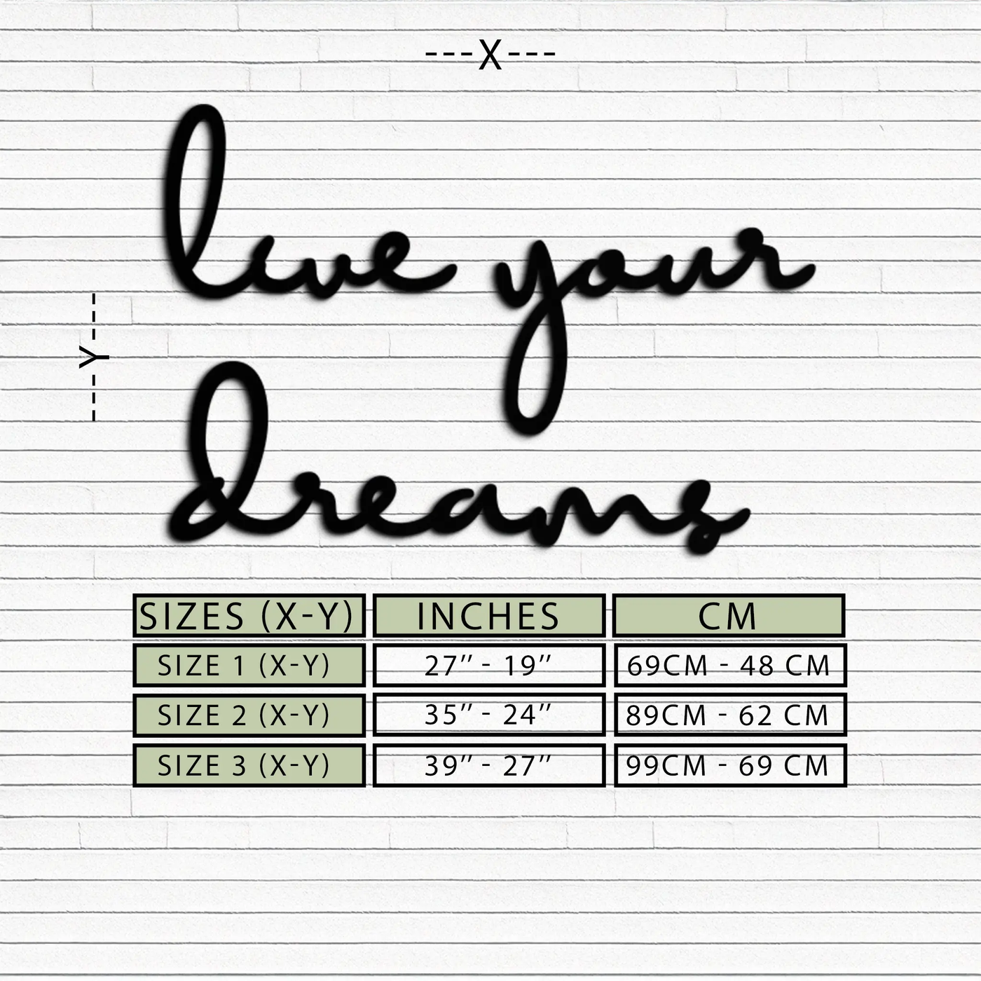 Live Your Dreams Metal Wall Art - Inspirational Script Wall Decor - KAF096 by Enova Art