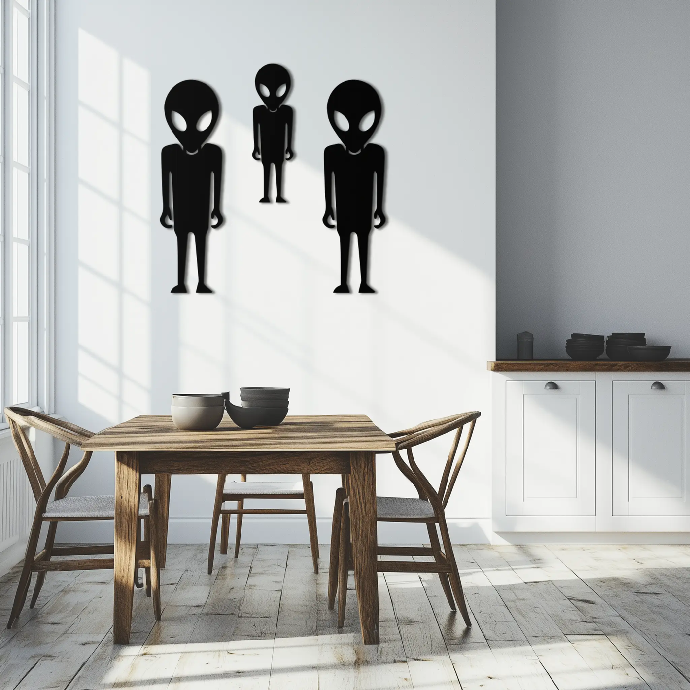 Alien Trio Metal Wall Art - Futuristic Sci-Fi Themed Wall Decor - KAF097 by Enova Art