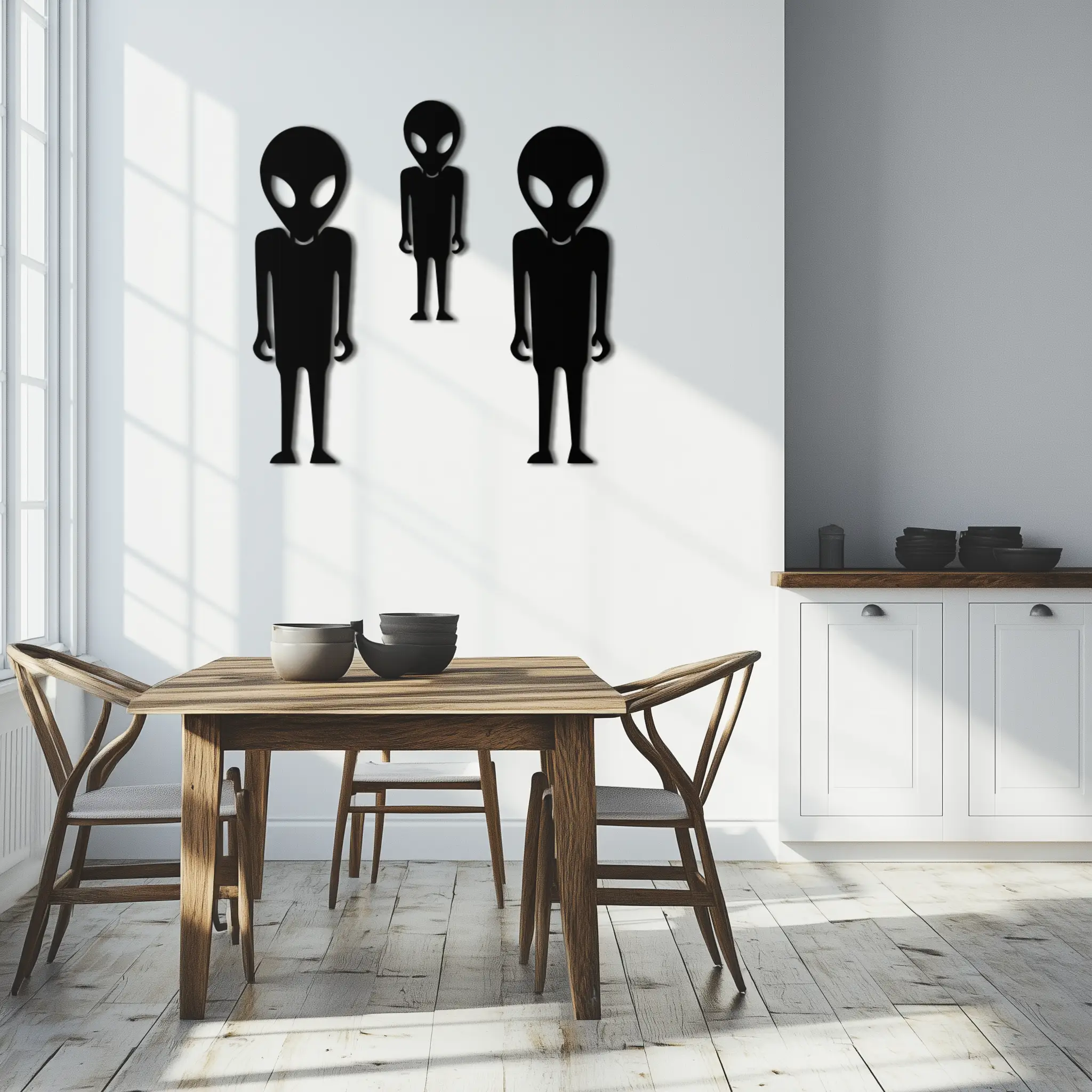 Alien Trio Metal Wall Art - Futuristic Sci-Fi Themed Wall Decor - KAF097 by Enova Art