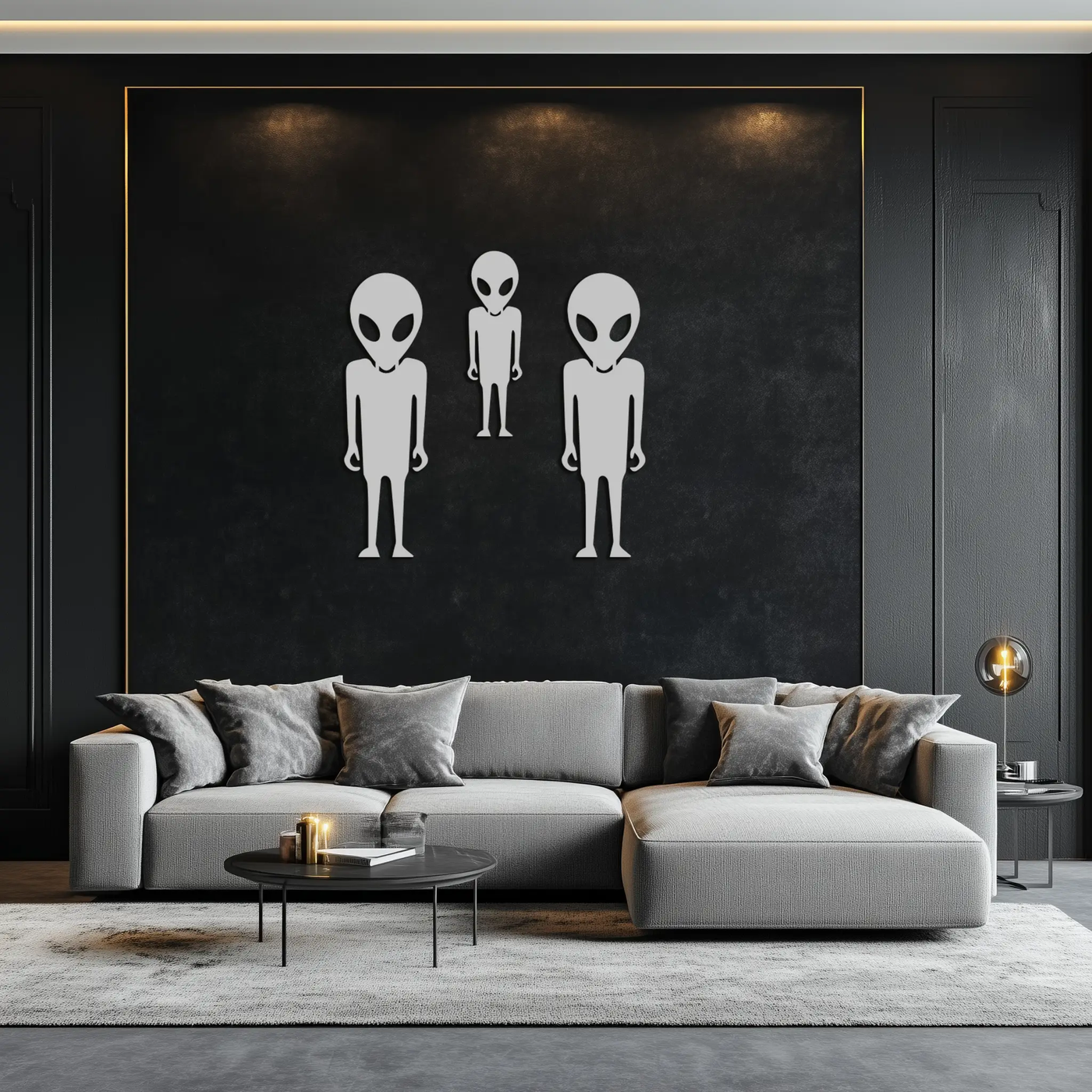 Alien Trio Metal Wall Art - Futuristic Sci-Fi Themed Wall Decor - KAF097 by Enova Art