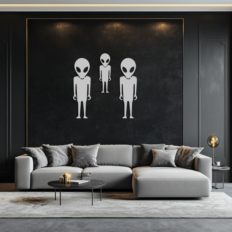 Alien Trio Metal Wall Art - Futuristic Sci-Fi Themed Wall Decor - KAF097 by Enova Art