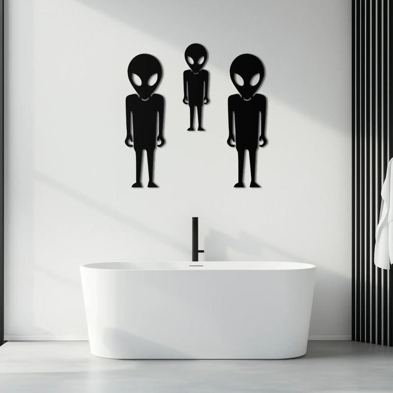 Alien Trio Metal Wall Art - Futuristic Sci-Fi Themed Wall Decor - KAF097 by Enova Art