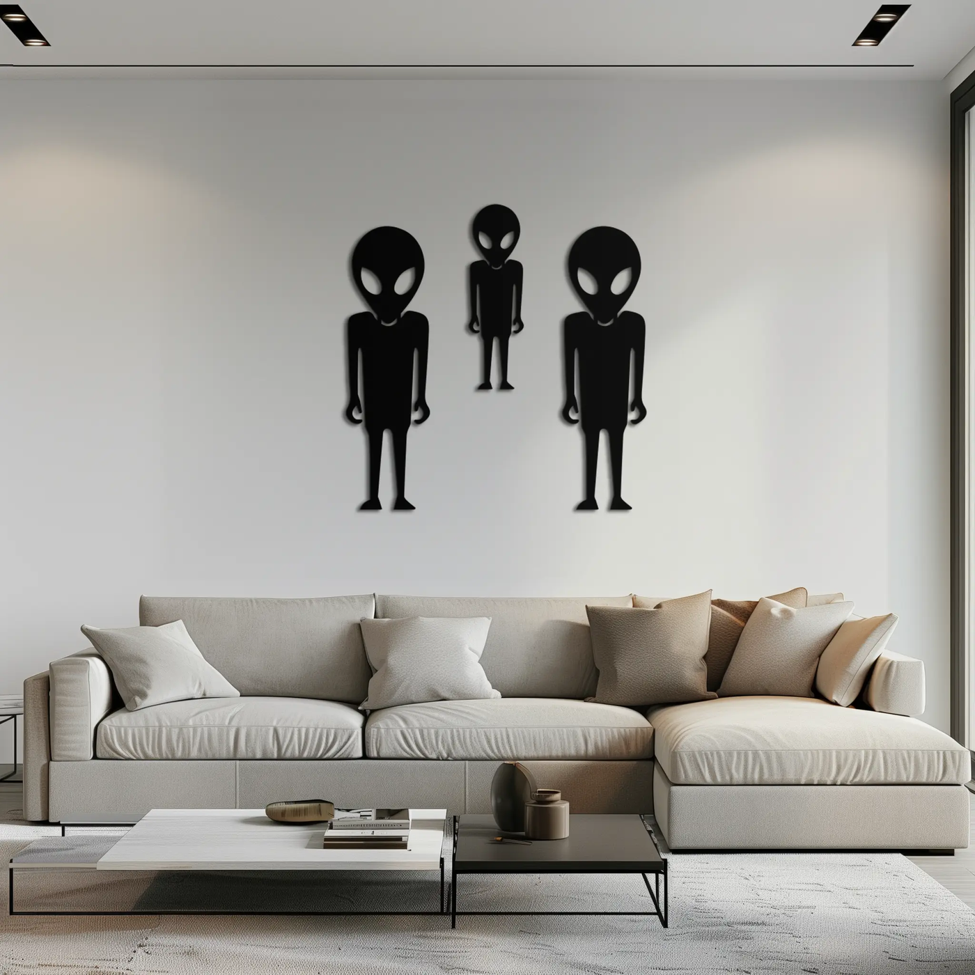 Alien Trio Metal Wall Art - Futuristic Sci-Fi Themed Wall Decor - KAF097 by Enova Art