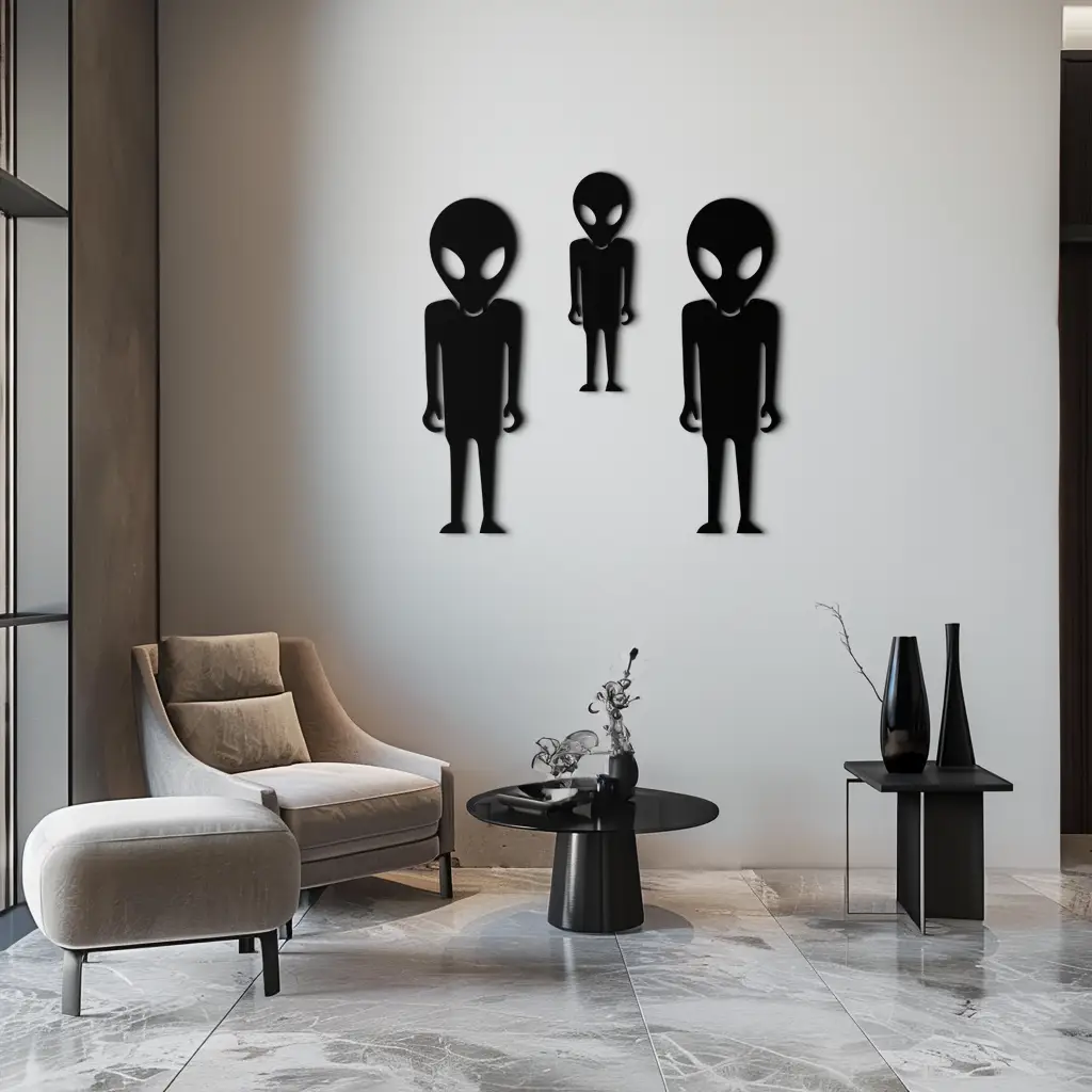 Alien Trio Metal Wall Art - Futuristic Sci-Fi Themed Wall Decor - KAF097 by Enova Art