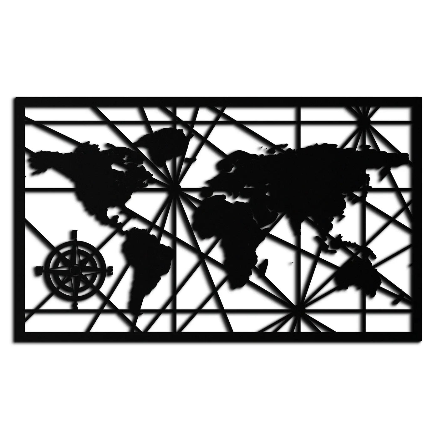 Geometric World Map Metal Wall Art - Modern Minimalist Steel Wall Decor - KAF098 by Enova Art