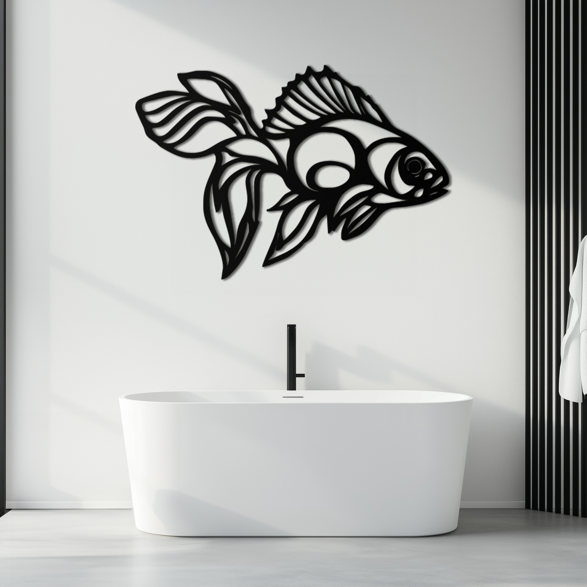 Abstract Fish Metal Wall Art - Modern Steel Wall Decor - KAF101 by Enova Art