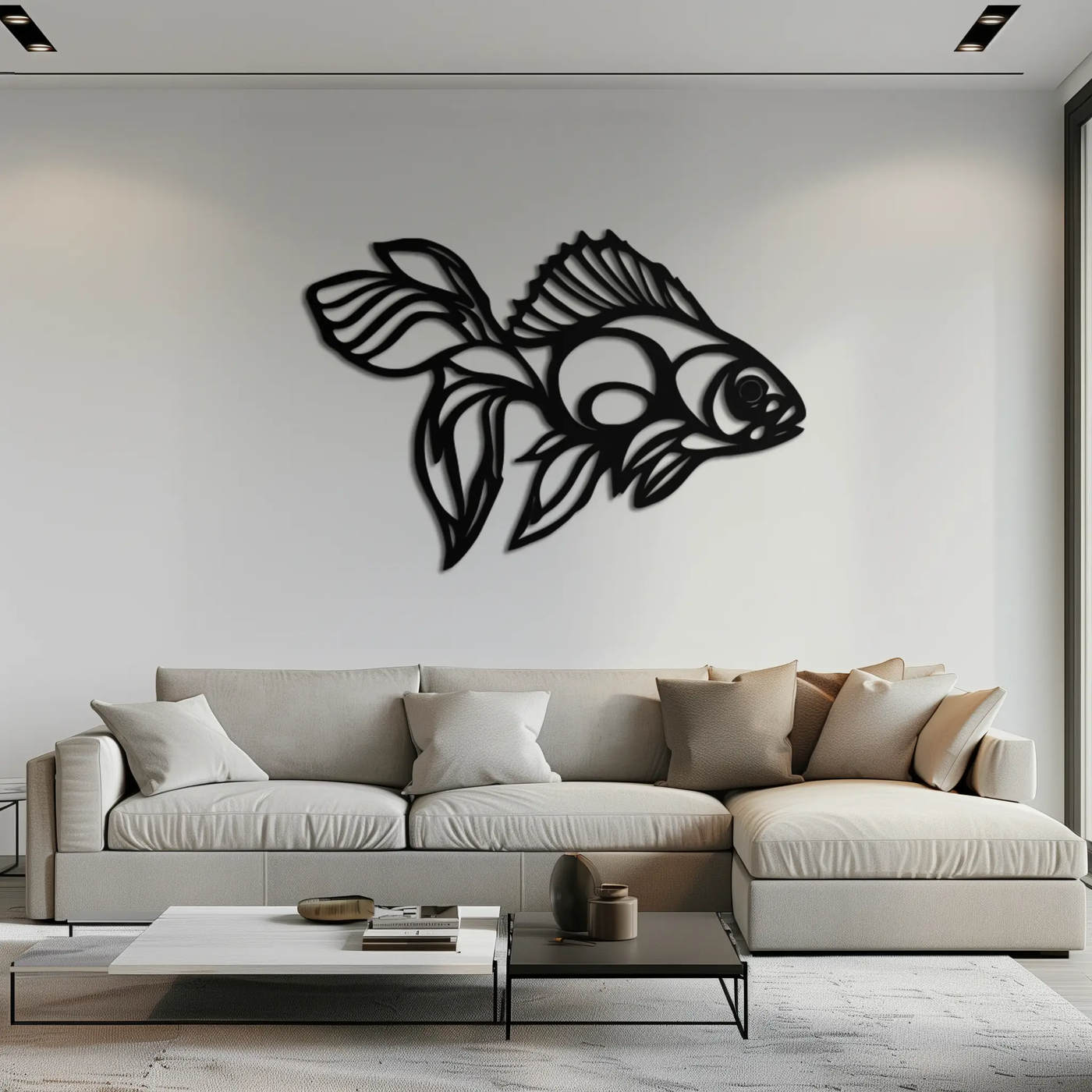 Abstract Fish Metal Wall Art - Modern Steel Wall Decor - KAF101 by Enova Art