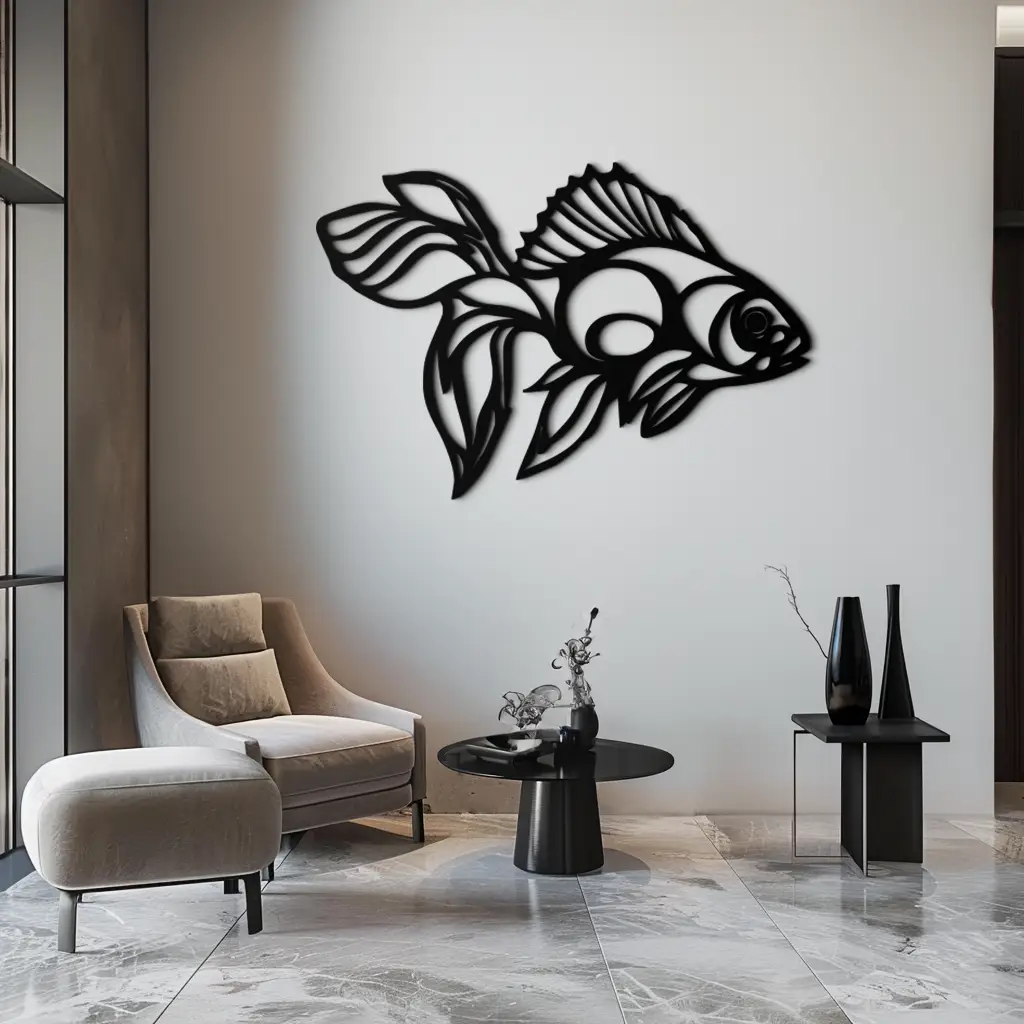 Abstract Fish Metal Wall Art - Modern Steel Wall Decor - KAF101 by Enova Art