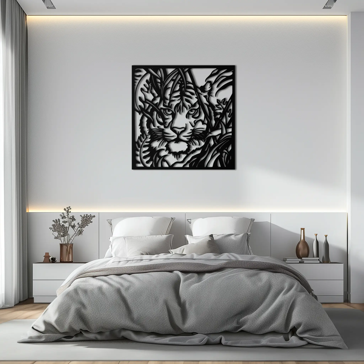 Tiger Metal Wall Art - Jungle-Inspired Modern Steel Wall Decor - KAF102 by Enova Art