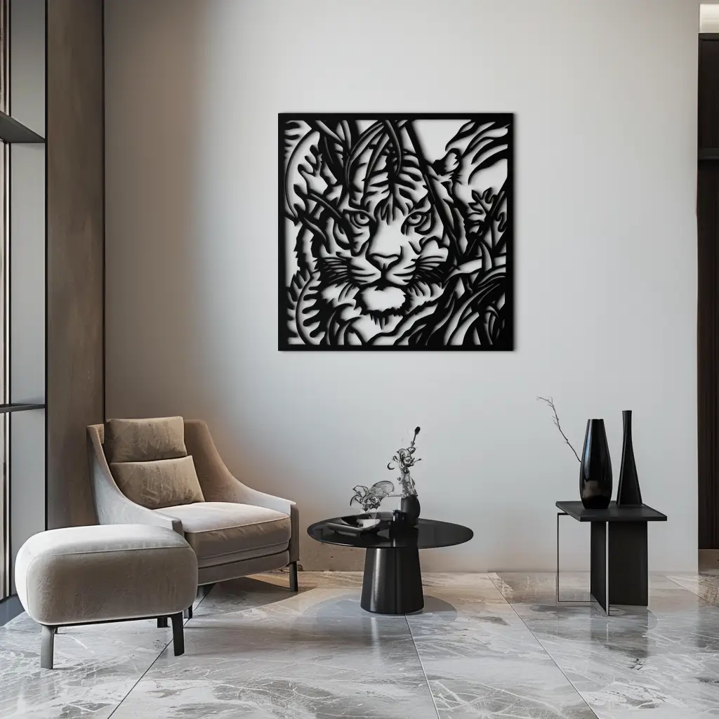 Tiger Metal Wall Art - Jungle-Inspired Modern Steel Wall Decor - KAF102 by Enova Art