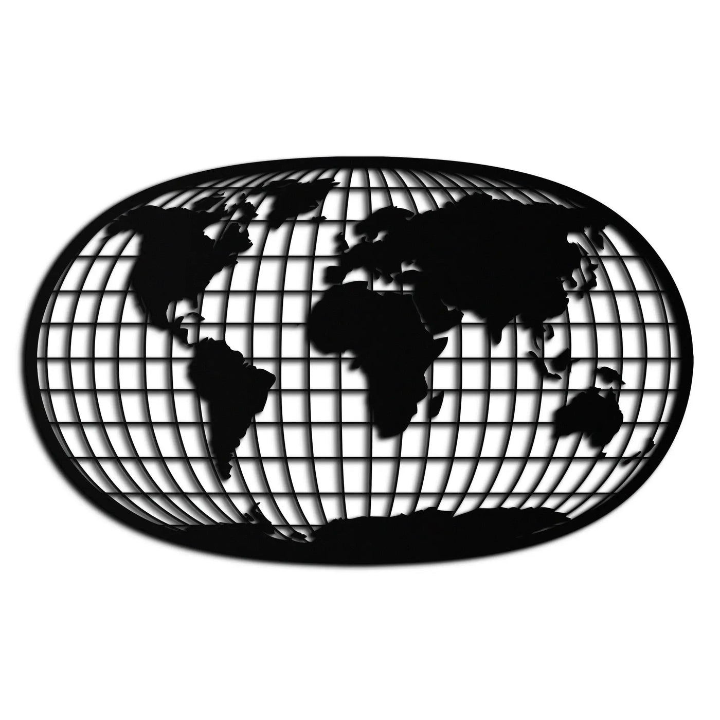 World Map Metal Wall Art - Globe Projection Steel Wall Decor - KAF103 by Enova Art
