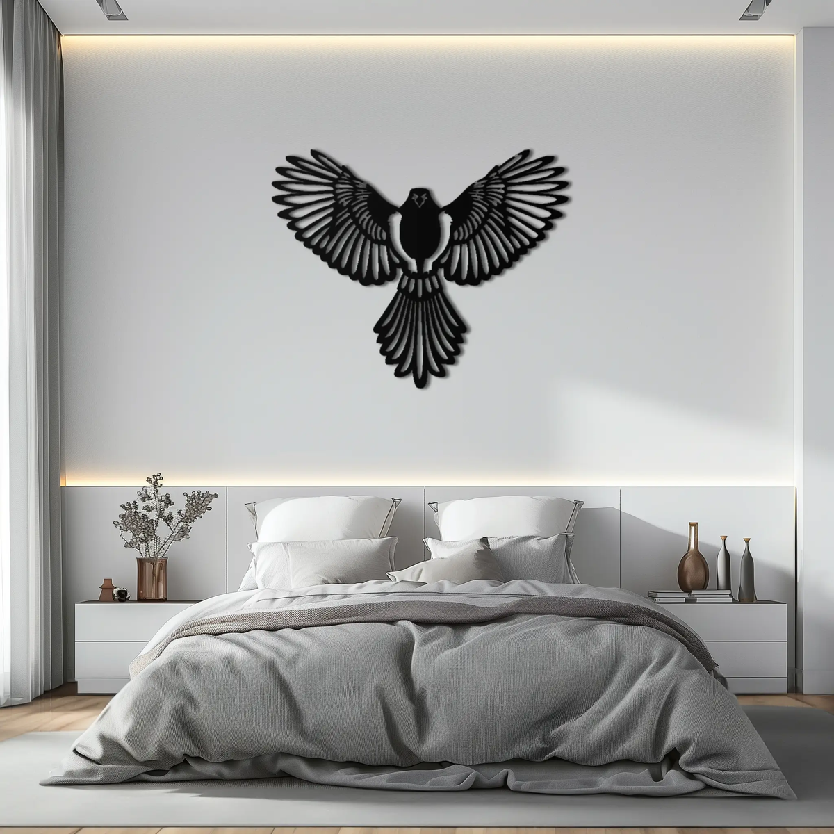 Flying Bird Metal Wall Art – Modern Minimalist Bird Silhouette Wall Decor - KAF104 by Enova Art