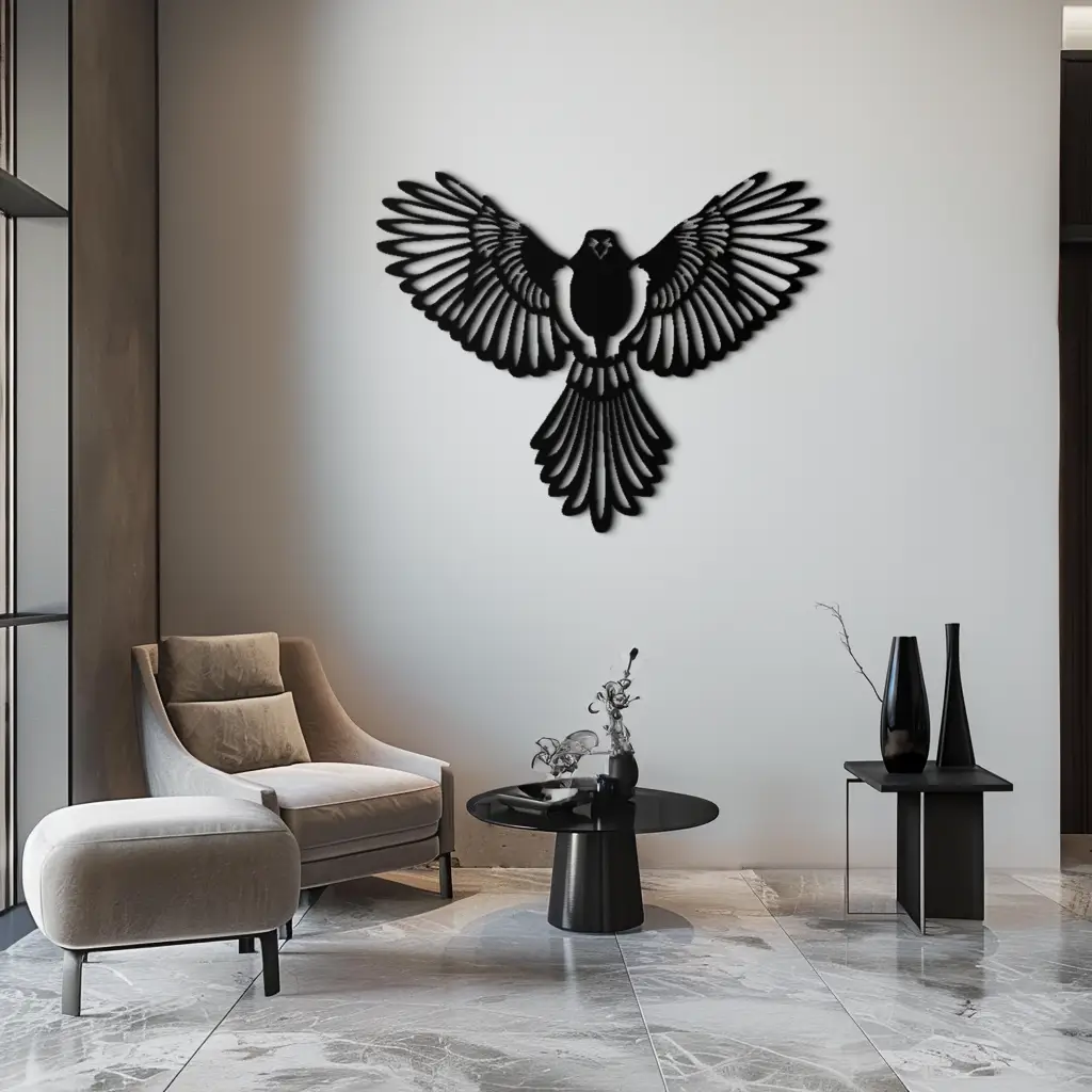 Flying Bird Metal Wall Art – Modern Minimalist Bird Silhouette Wall Decor - KAF104 by Enova Art