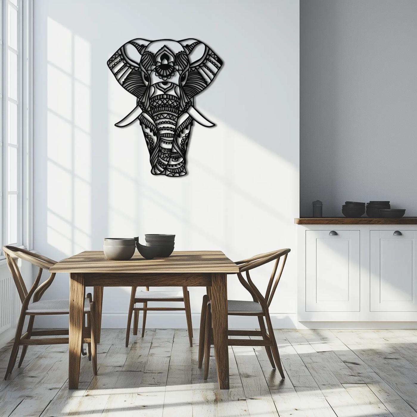 Mandala Elephant Metal Wall Art - Intricate Elephant Head Decor - KAF105 by Enova Art